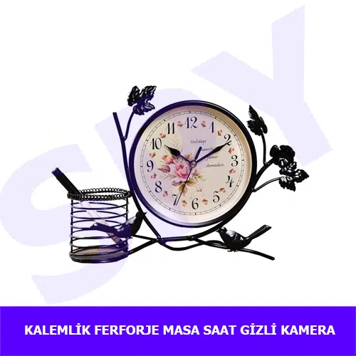 Kalemlik Ferforje Masa Saat Güvenlik Kamera